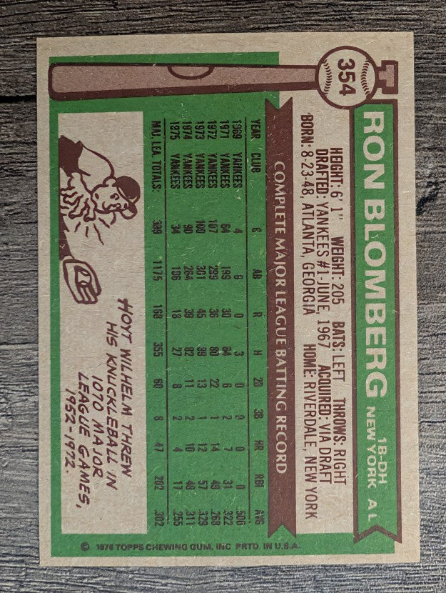 1976 Topps #354 Ron Blomberg (EXMT)