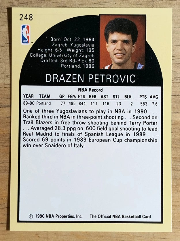 1990-91 Hoops #248 Drazen Petrovic RC