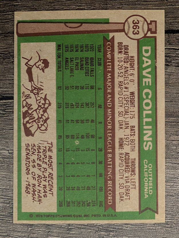 1976 Topps #363 Dave Collins RC (NMMT)