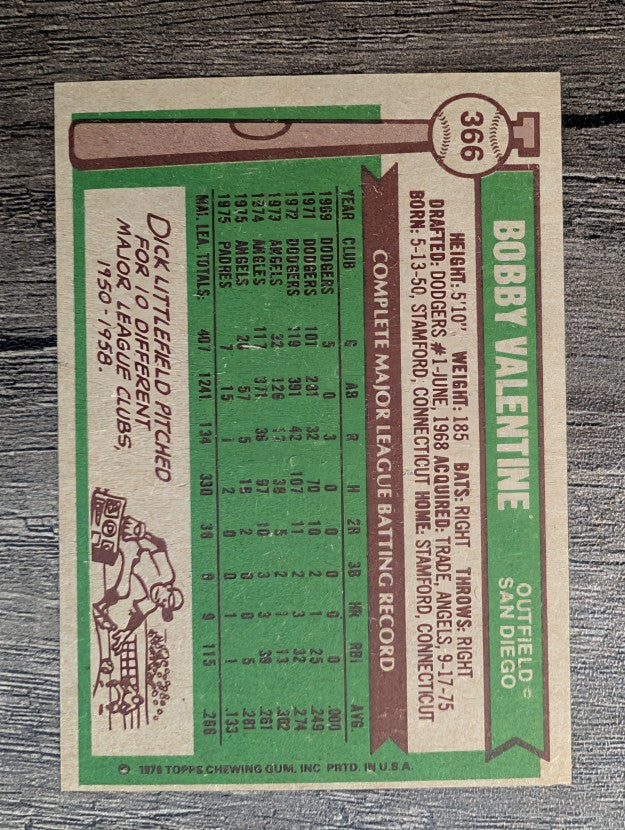 1976 Topps #366 Bobby Valentine (NM)