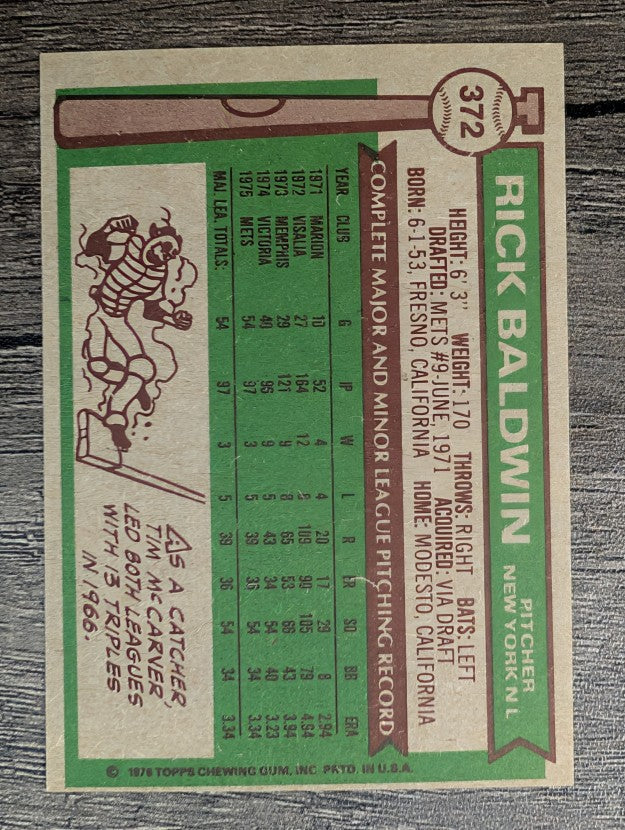 1976 Topps #372 Rick Baldwin RC (EXMT)
