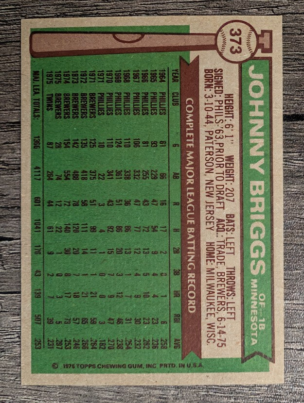 1976 Topps #373 Johnny Briggs (NM)