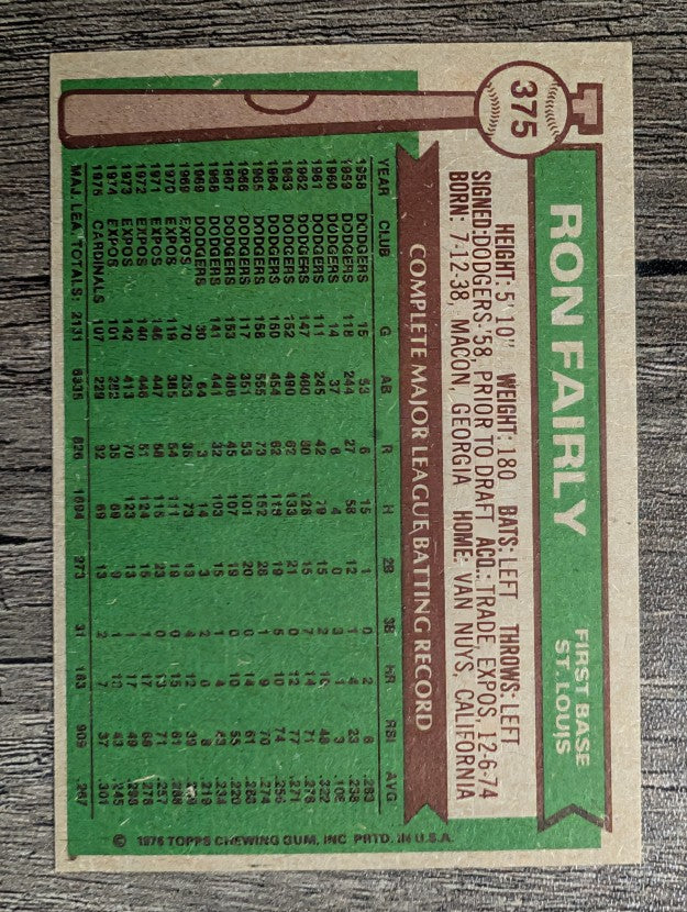 1976 Topps #375 Ron Fairly (NM)