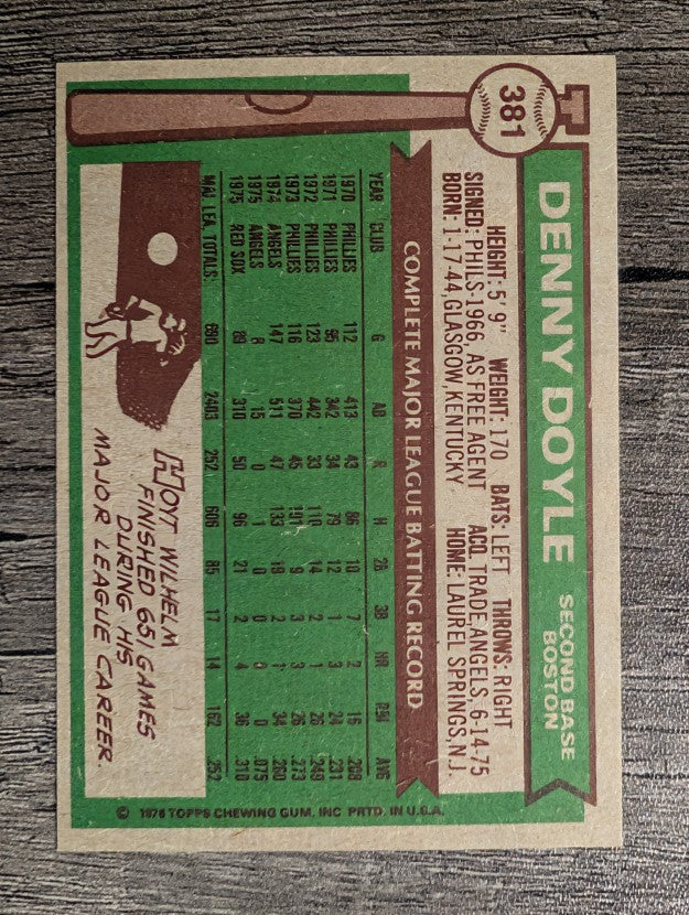 1976 Topps #381 Denny Doyle (EX)