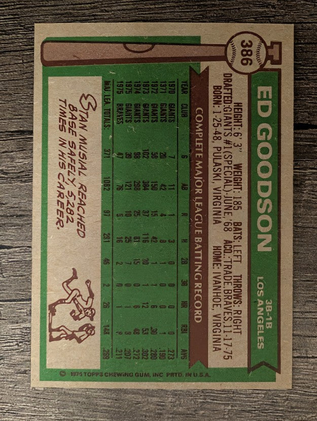 1976 Topps #386 Ed Goodson (EXMT)