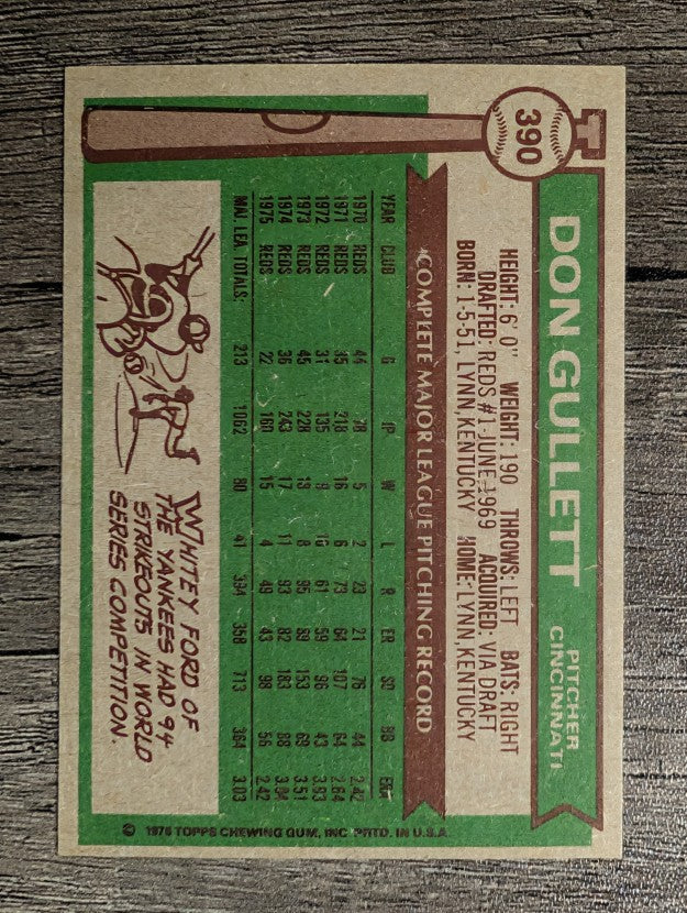 1976 Topps #390 Don Gullett (NM)