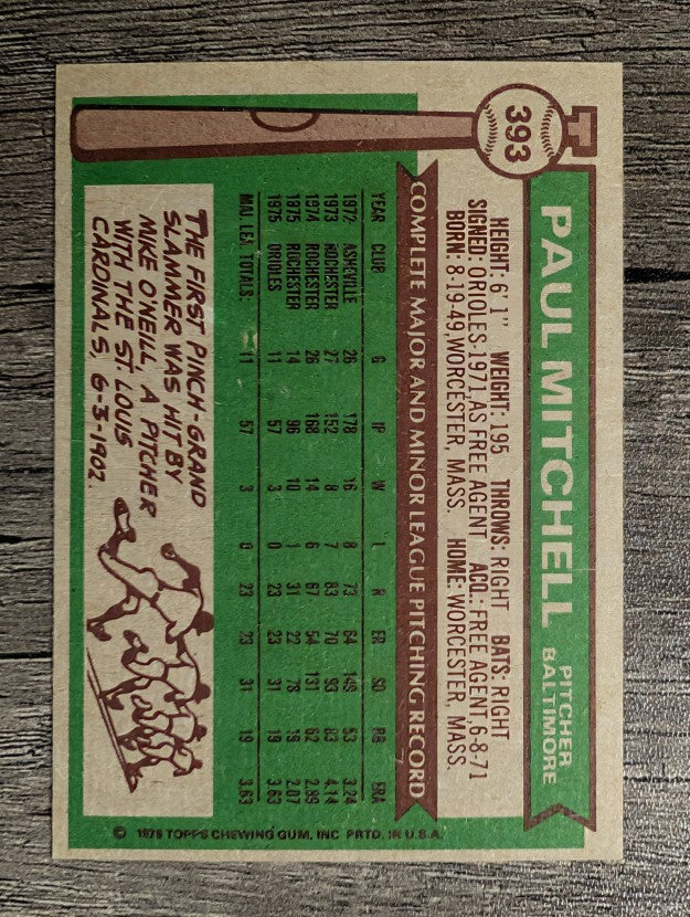 1976 Topps #393 Paul Mitchell RC (EXMT)