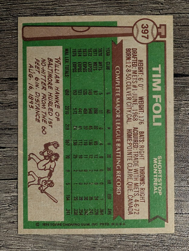 1976 Topps #397 Tim Foli (NM)