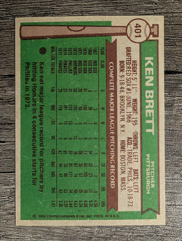 1976 Topps #401 Ken Brett (EXMT)