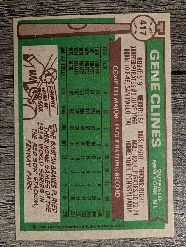 1976 Topps #417 Gene Clines (EXMT)