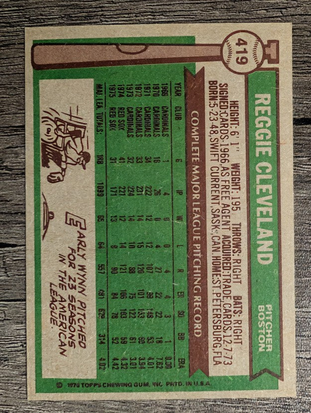 1976 Topps #419 Reggie Cleveland (NM)