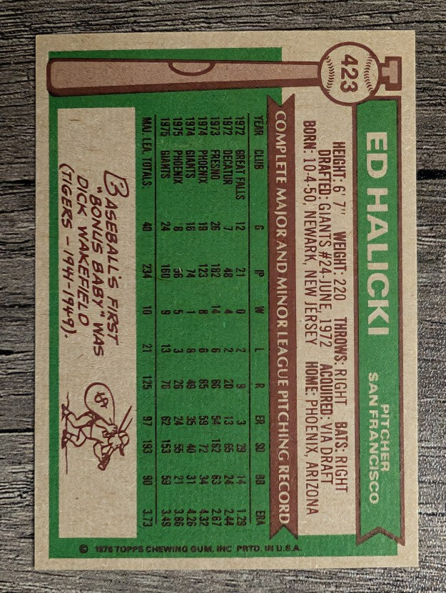 1976 Topps #423 Ed Halicki (NM)