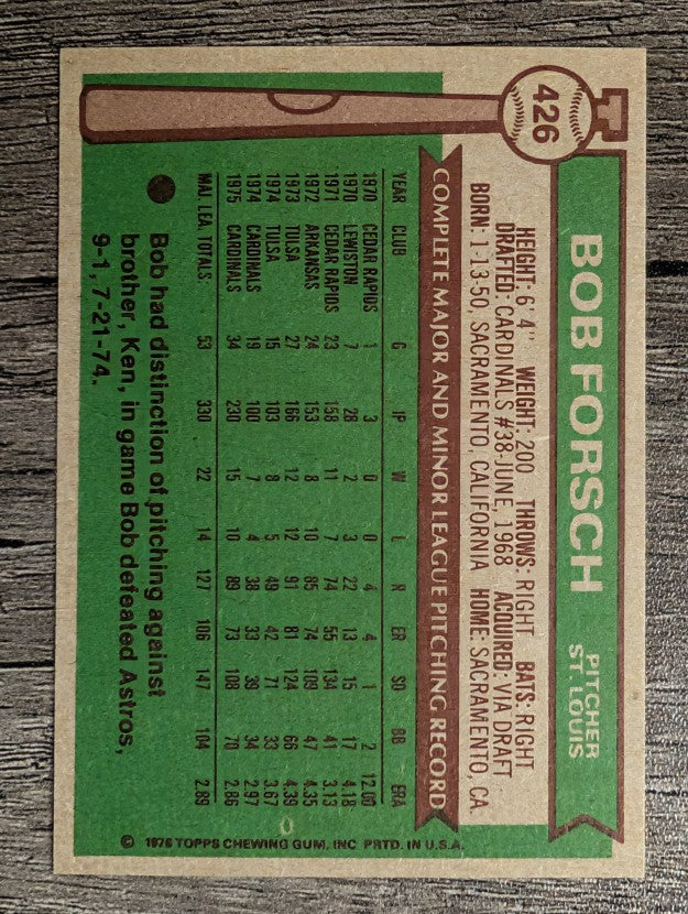 1976 Topps #426 Bob Forsch (NM)