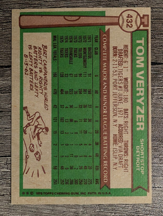 1976 Topps #432 Tom Veryzer (EX)