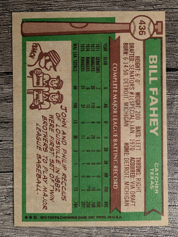 1976 Topps #436 Bill Fahey (EXMT)