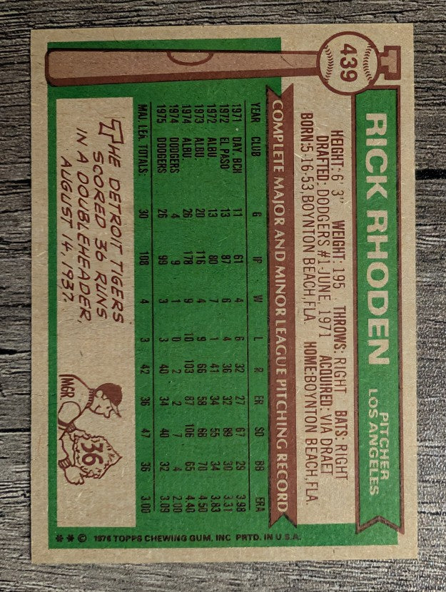 1976 Topps #439 Rick Rhoden (NM)