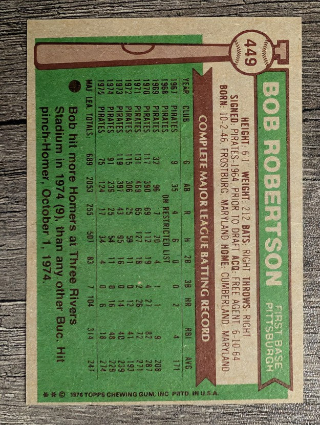 1976 Topps #449 Bob Robertson (NM)