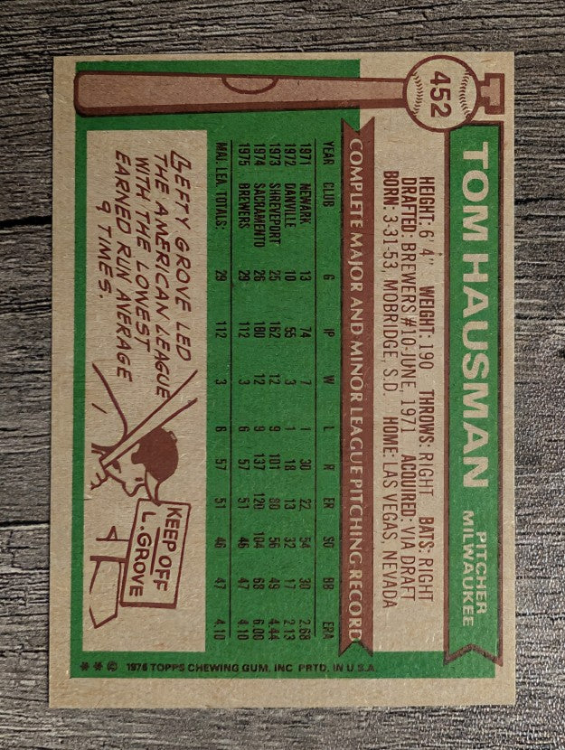 1976 Topps #452 Tom Hausman RC (EX)