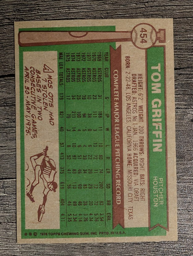 1976 Topps #454 Tom Griffin (NMMT)
