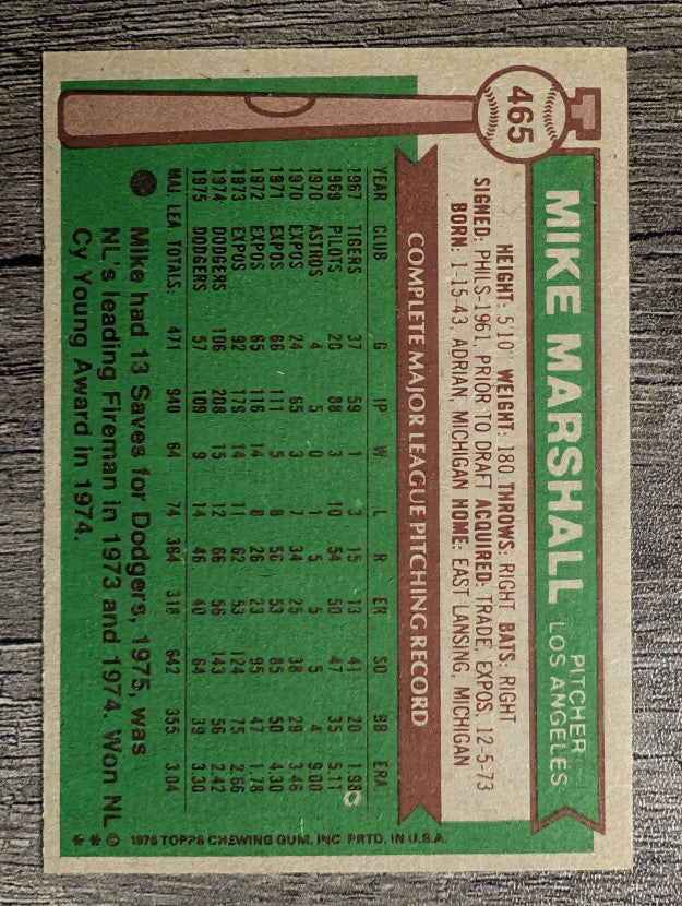 1976 Topps #465 Mike Marshall (EXMT)