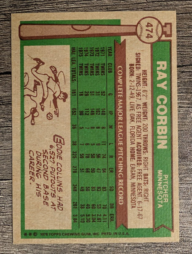 1976 Topps #474 Ray Corbin (NM)