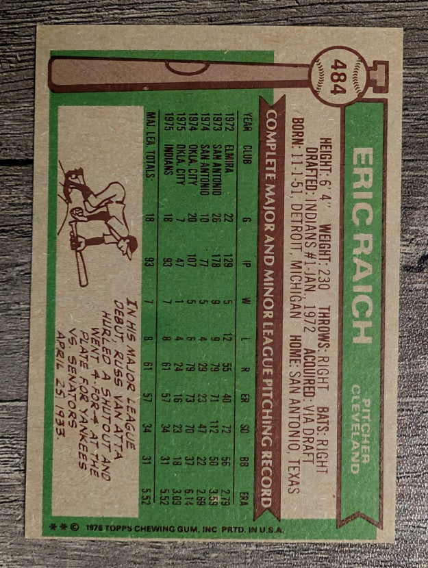 1976 Topps #484 Eric Raich RC (EXMT)