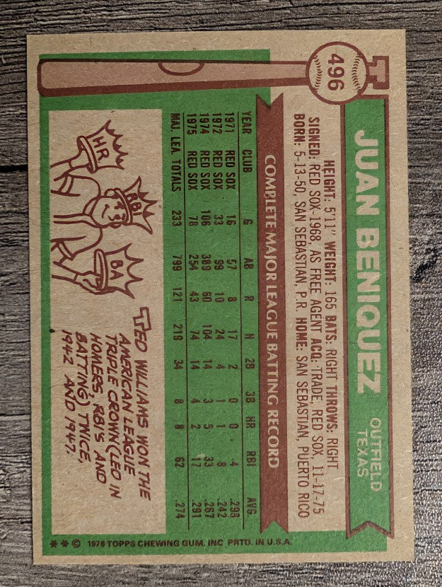 1976 Topps #496 Juan Beniquez (NMMT)