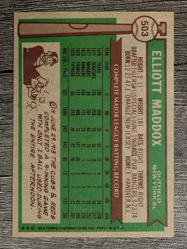 1976 Topps #503 Elliott Maddox (EXMT)