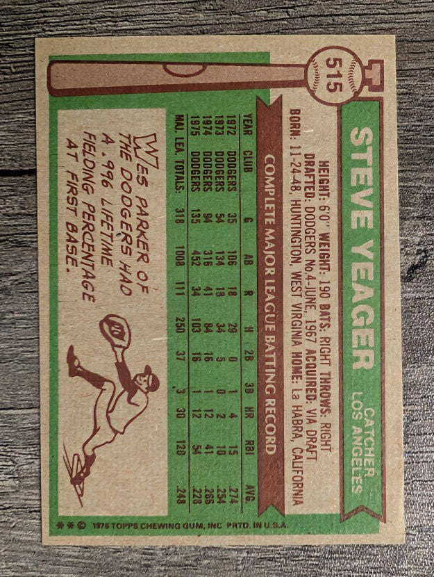 1976 Topps #515 Steve Yeager (EX)