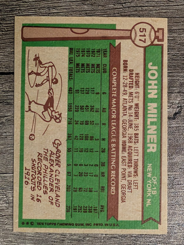 1976 Topps #517 John Milner (EXMT)