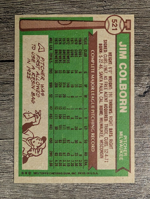 1976 Topps #521 Jim Colborn (EXMT)
