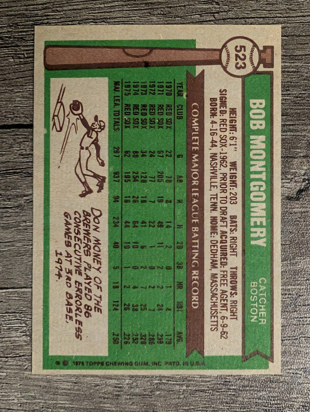 1976 Topps #523 Bob Montgomery (EXMT)