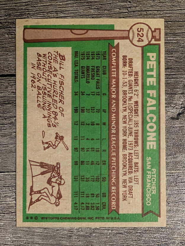 1976 Topps #524 Pete Falcone RC (EXMT)