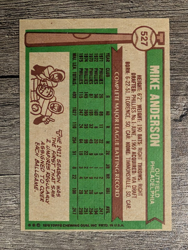 1976 Topps #527 Mike Anderson (NM)