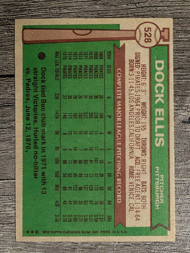 1976 Topps #528 Dock Ellis (EXMT)