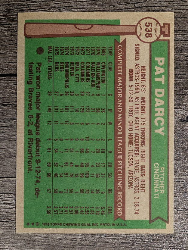 1976 Topps #538 Pat Darcy (EXMT)