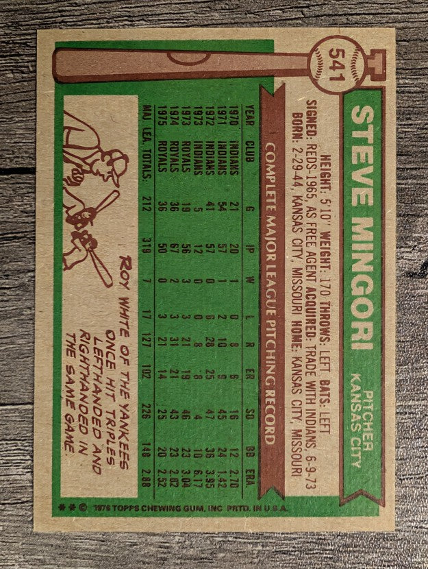 1976 Topps #541 Steve Mingori (EXMT)