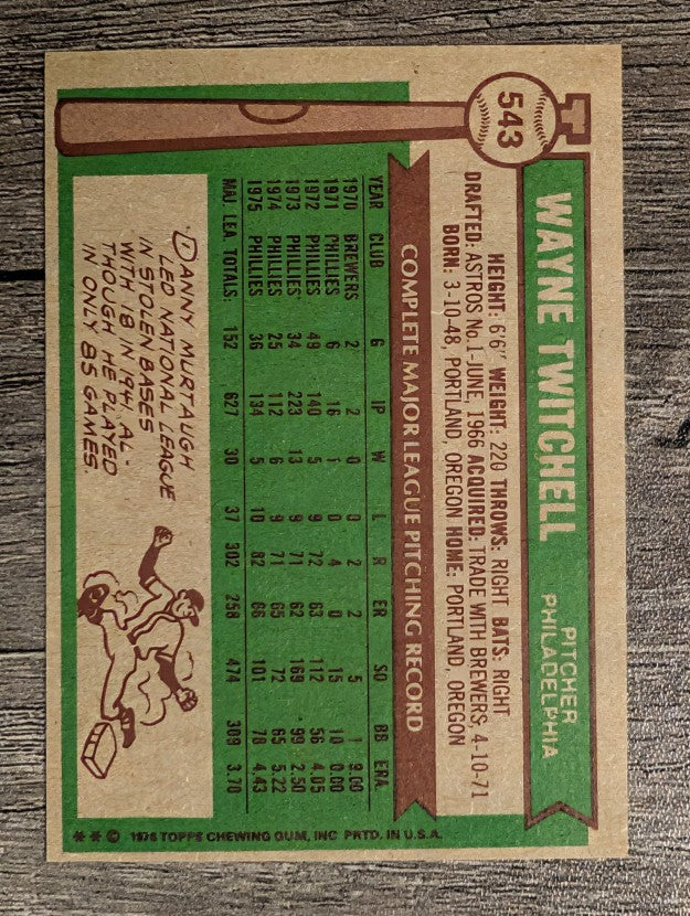 1976 Topps #543 Wayne Twitchell (EXMT)