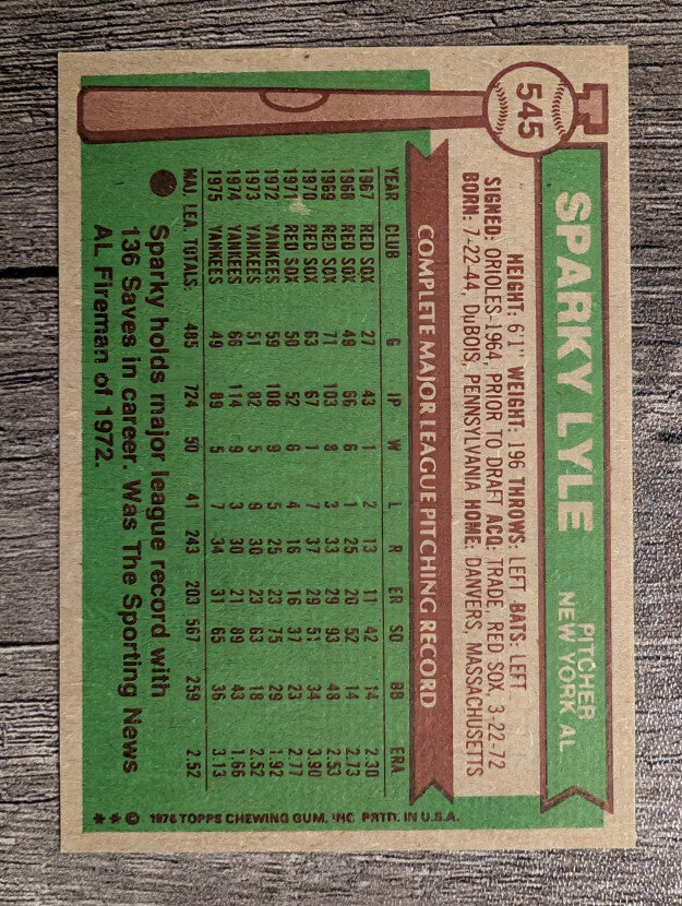 1976 Topps #545 Sparky Lyle (EXMT)