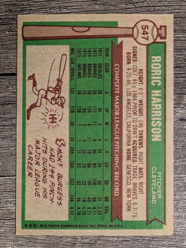 1976 Topps #547 Roric Harrison (EXMT)