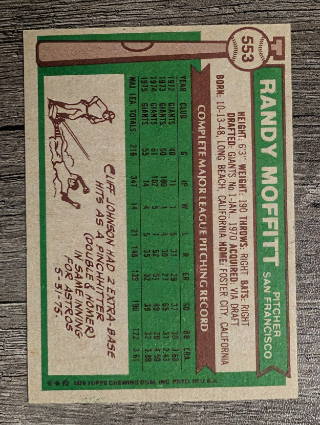 1976 Topps #553 Randy Moffitt (EX)