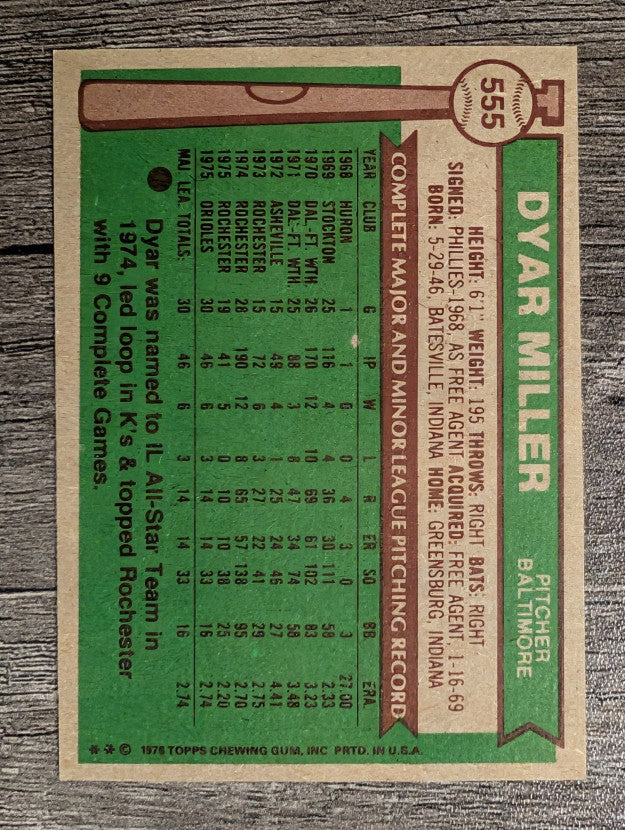 1976 Topps #555 Dyar Miller (NM)