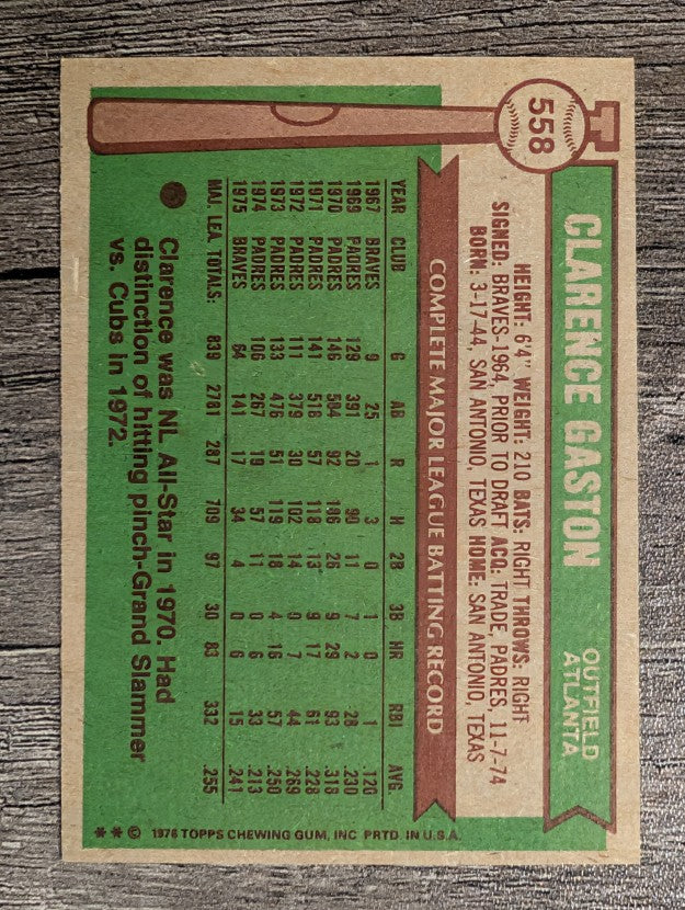 1976 Topps #558 Clarence Gaston (EXMT)