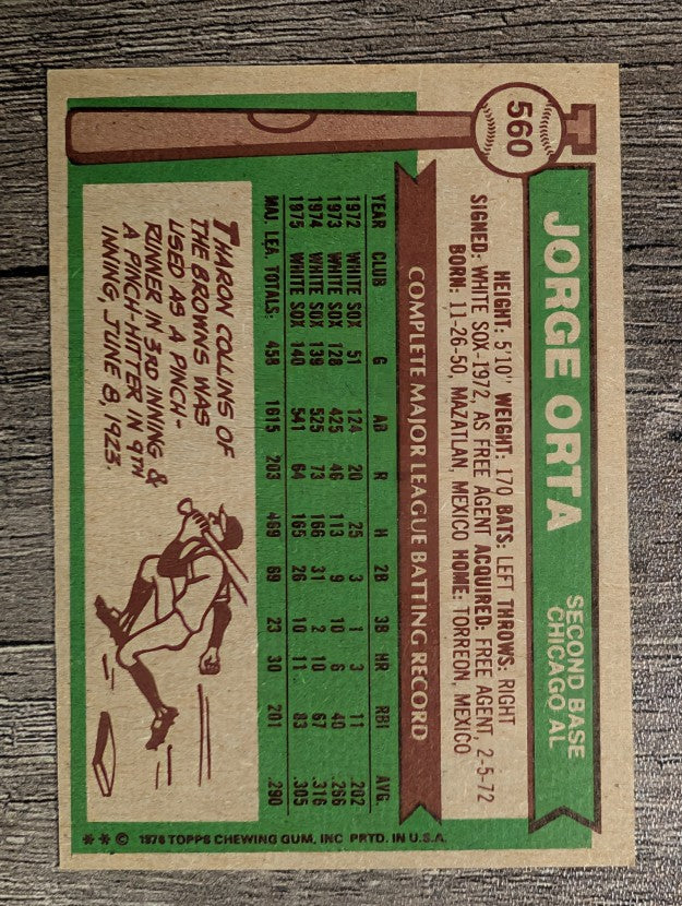 1976 Topps #560 Jorge Orta (EXMT)
