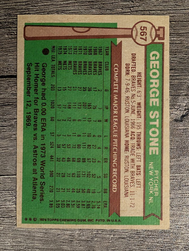 1976 Topps #567 George Stone (EXMT)
