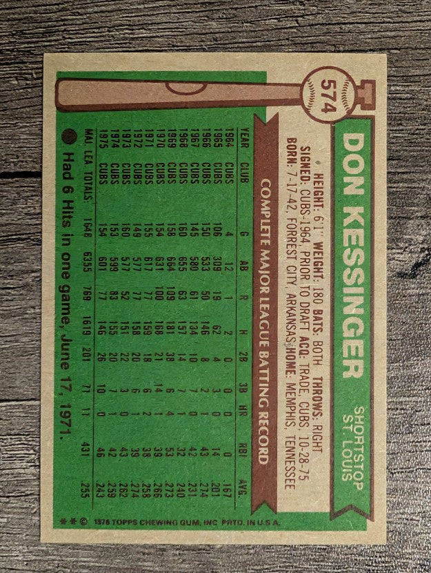 1976 Topps #574 Don Kessinger (EXMT)