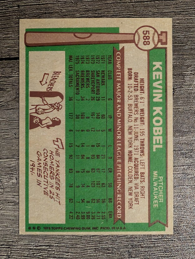 1976 Topps #588 Kevin Kobel (NM)
