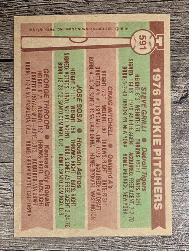 1976 Topps #591 Steve Grilli/Craig Mitchell/Jose Sosa/George Throop RC (NM)