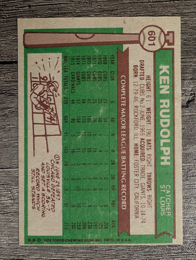 1976 Topps #601 Ken Rudolph (EXMT)