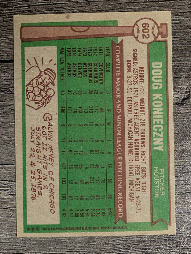 1976 Topps #602 Doug Konieczny (EXMT)